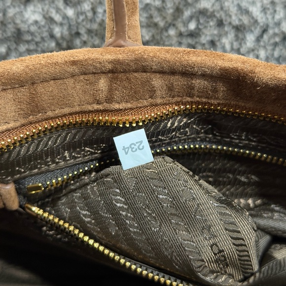 Prada Bonnie Medium Cinnamon Suede Handbag - Picture 13 of 14